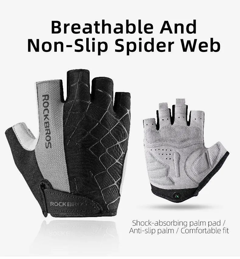 ROCKBROS Cycling Gloves Half Finger Shockproof Wear Resistant Breathable MTB Road Bicycle Gloves Men Women Sports Bike Equipment