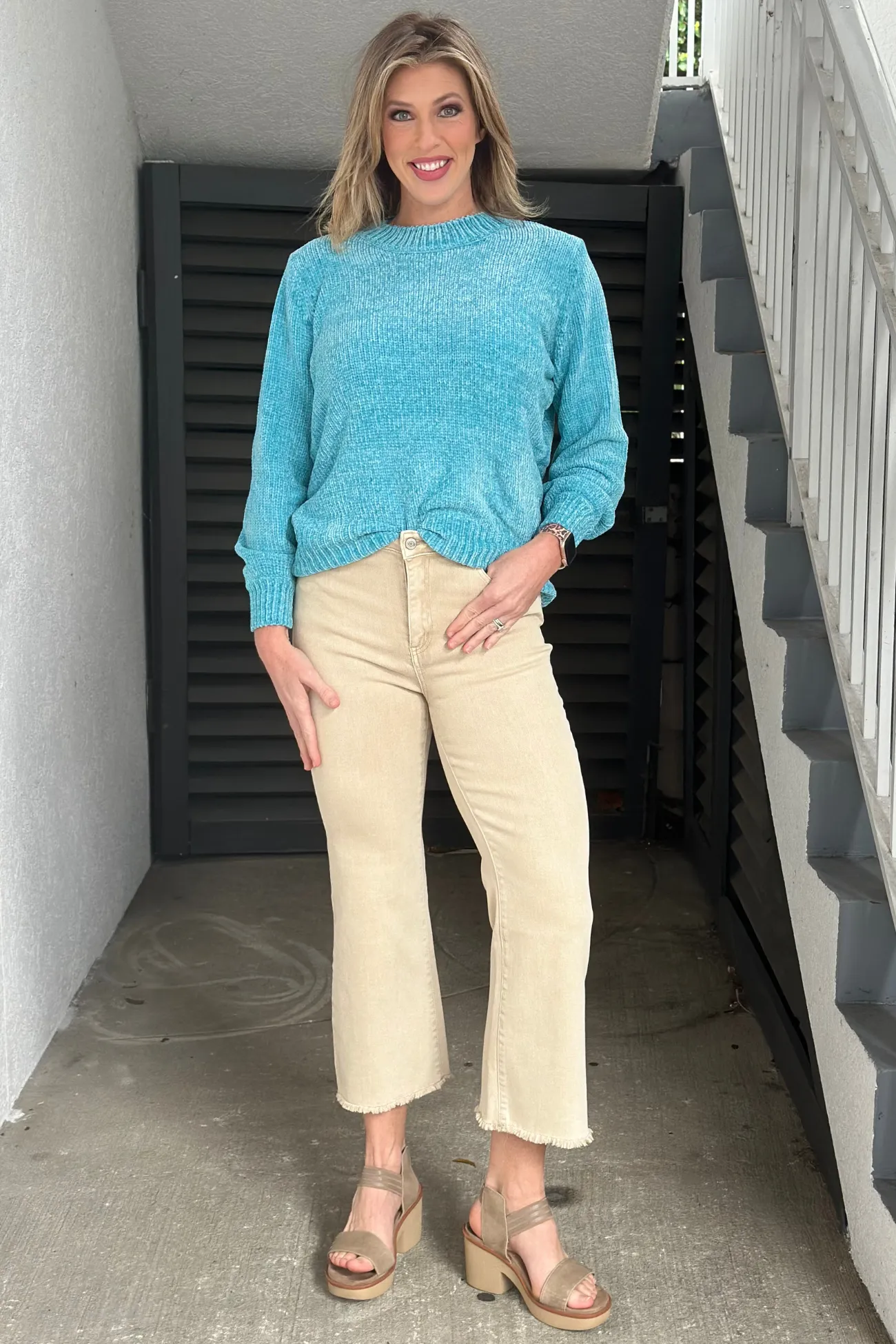 Something To Remember High Waist Frayed Pants-Sand