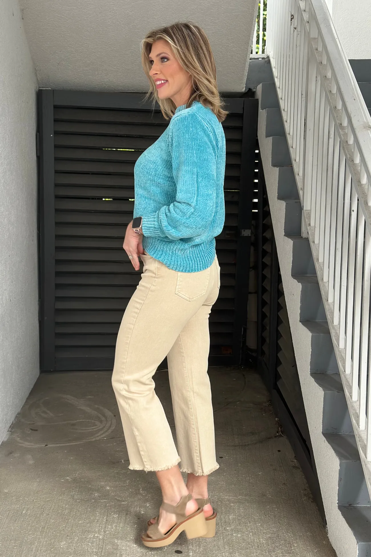 Something To Remember High Waist Frayed Pants-Sand