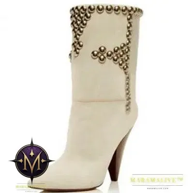 Studded Wedge Heel Point Toe Over-the-knee Boots