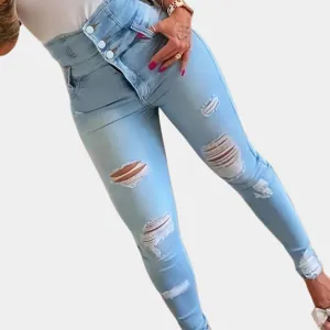 Trendy high waist ripped jeans for women - elizabeth collection