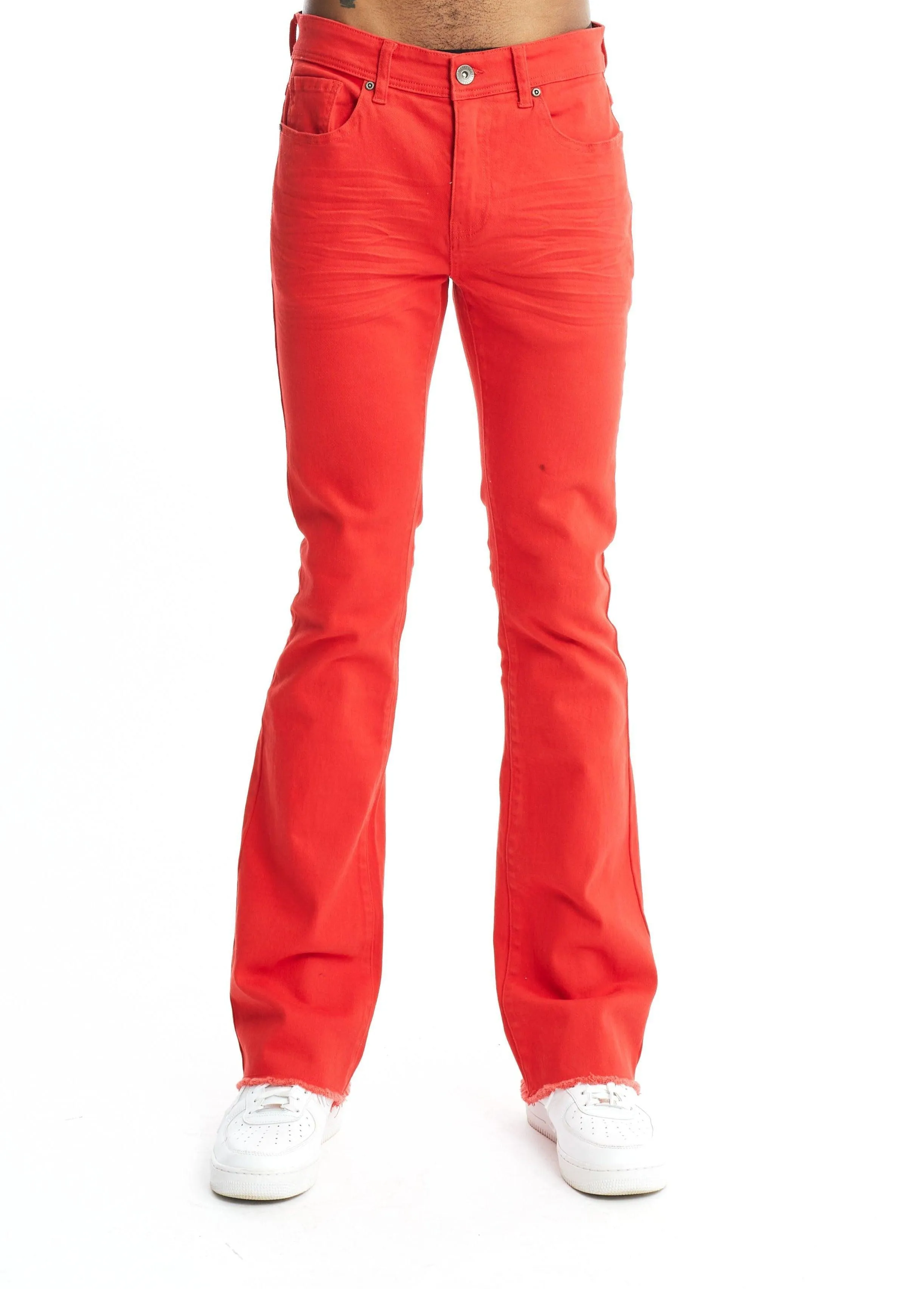 Twill Stacked Pants - Red