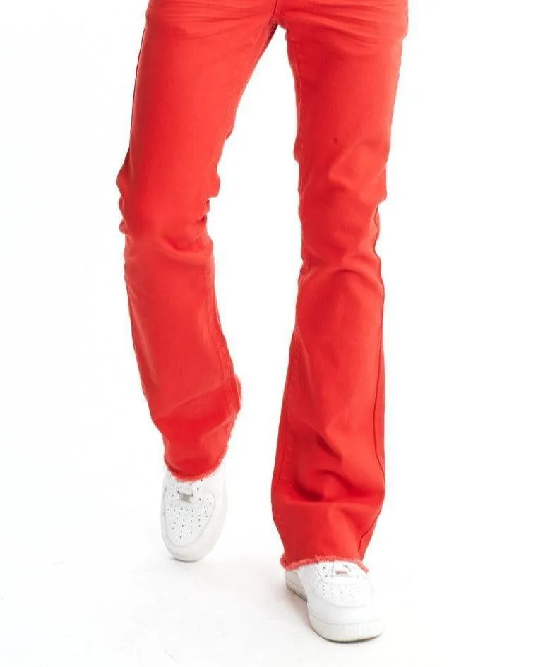 Twill Stacked Pants - Red