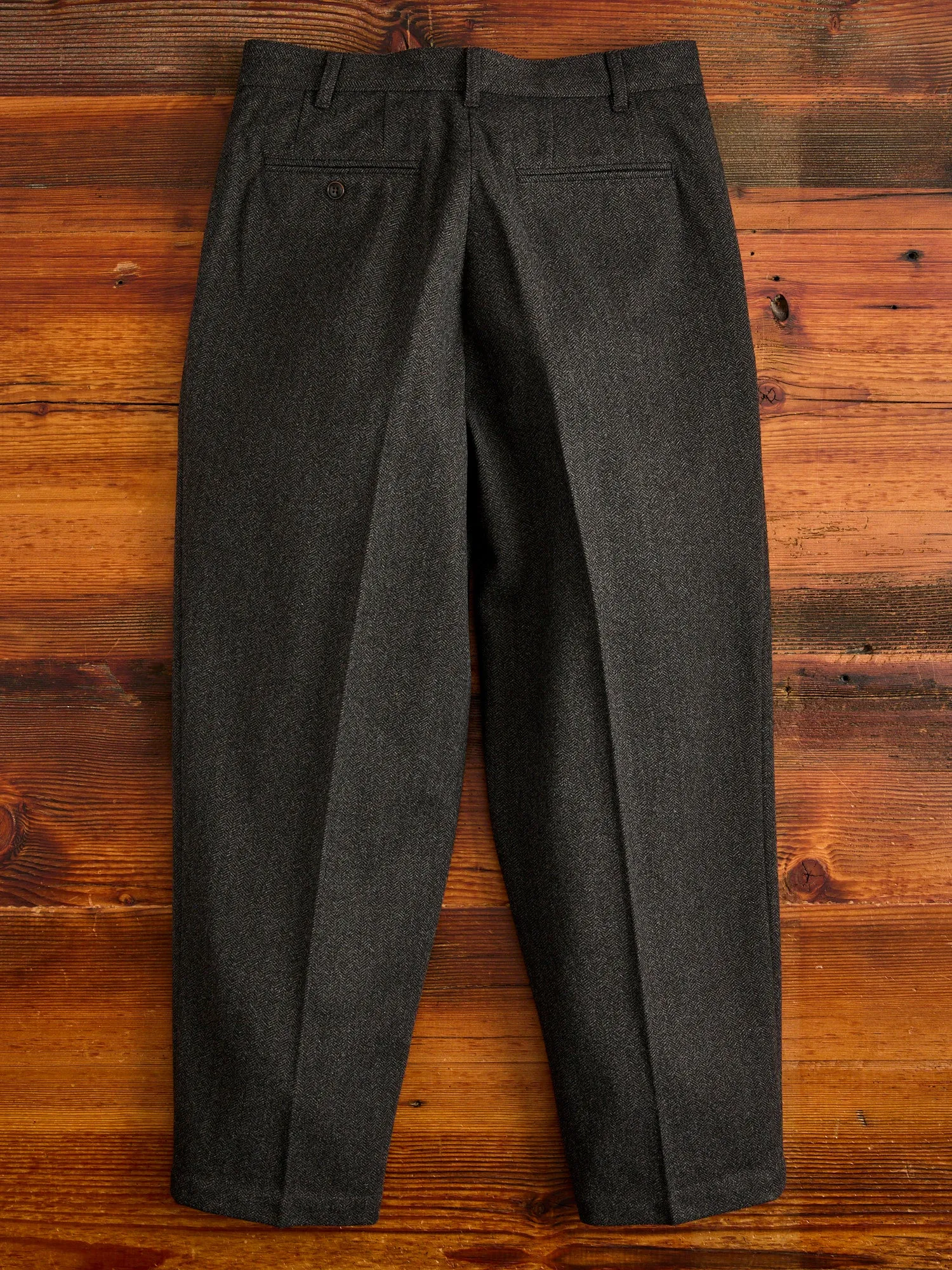 Two-Pleat Suit Trousers in Brown Herringbone