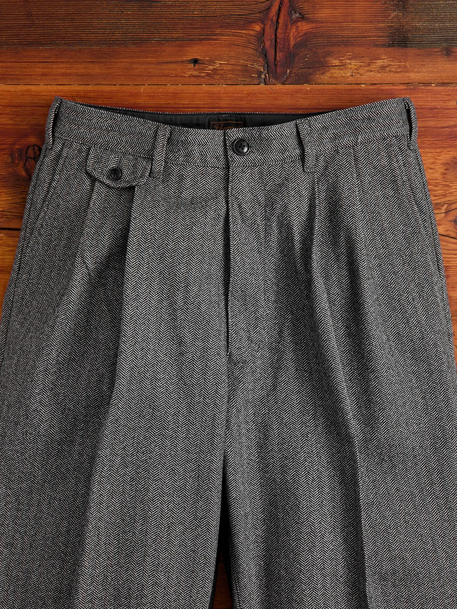 Two-Pleat Suit Trousers in White Herringbone