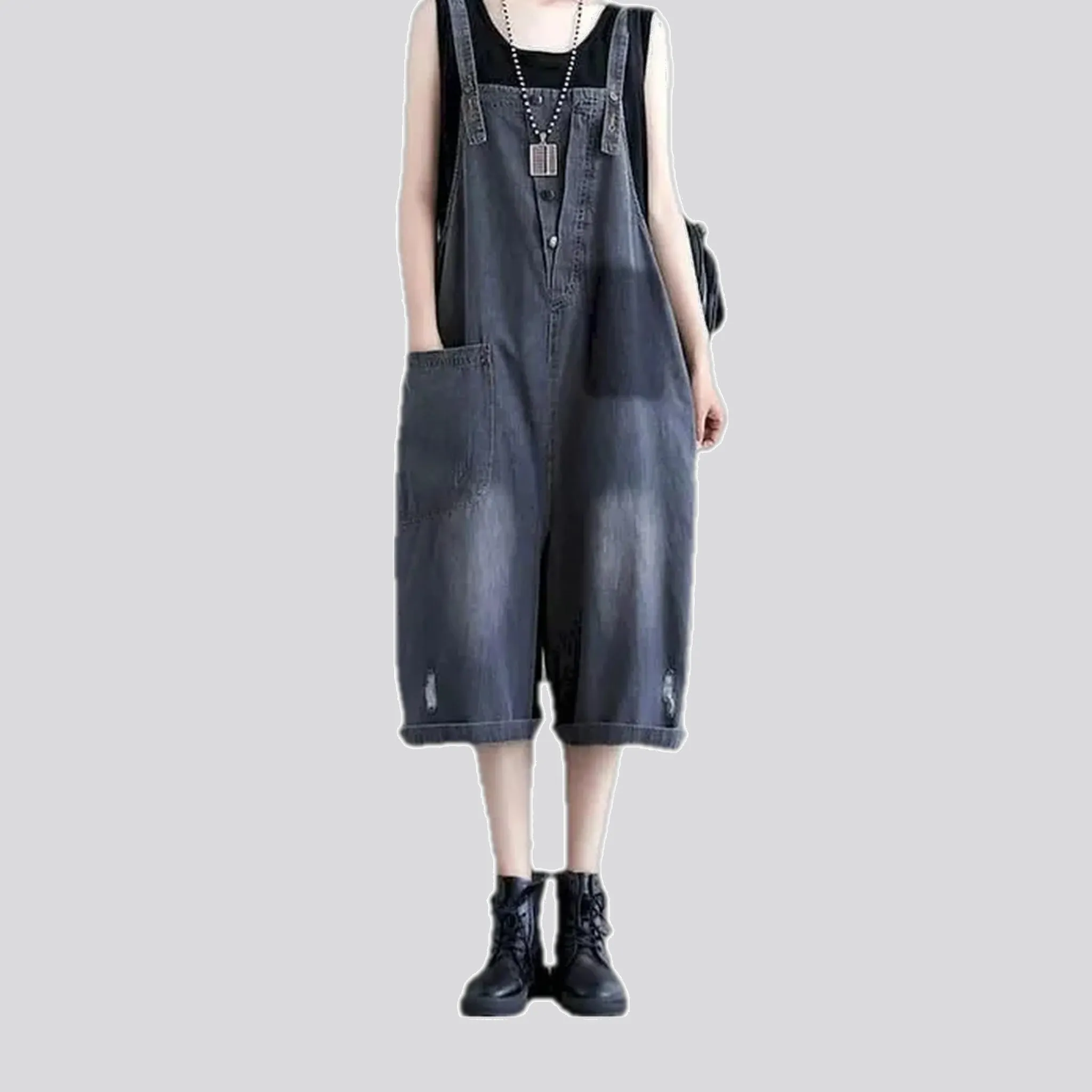 Vintage style denim bib for ladies