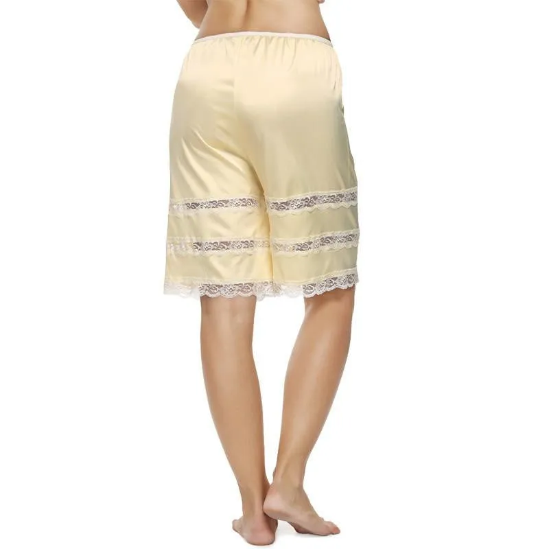 Women Pants Fashion Satin Fabric Laciness Pettipants Plus Size Trousers Lace Sleepwear Pant Home wear