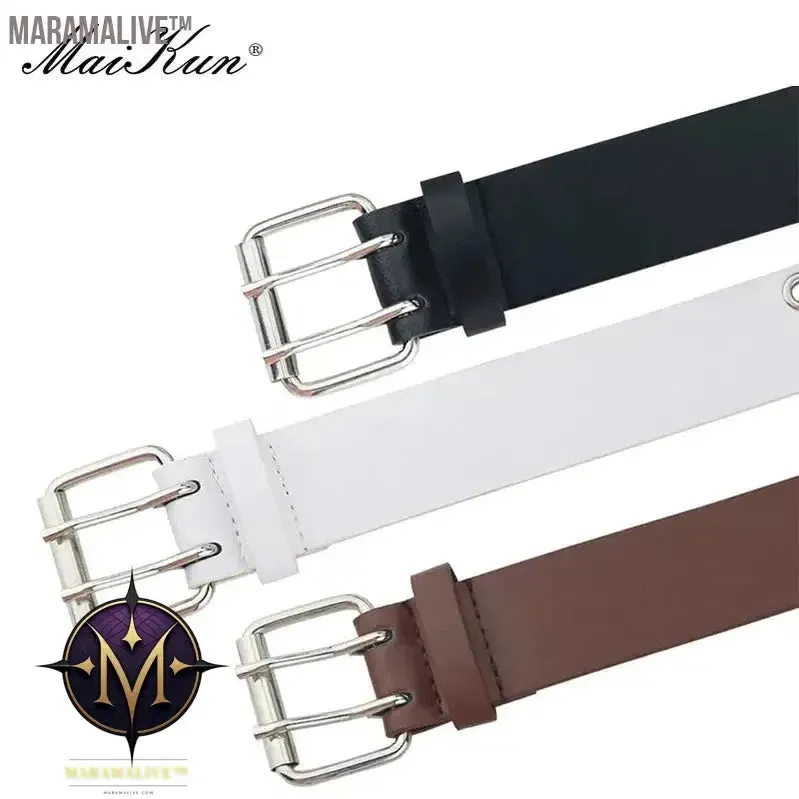 Women Punk Goth Belts Brand Leather Women Grunge Belt Halloween Double Pin Buckle Female Belt for Jeans Streetwear