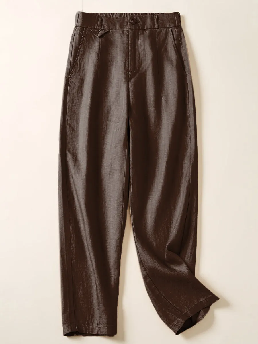 Women's Jacquard PatternTencel and Linen Casual Pants