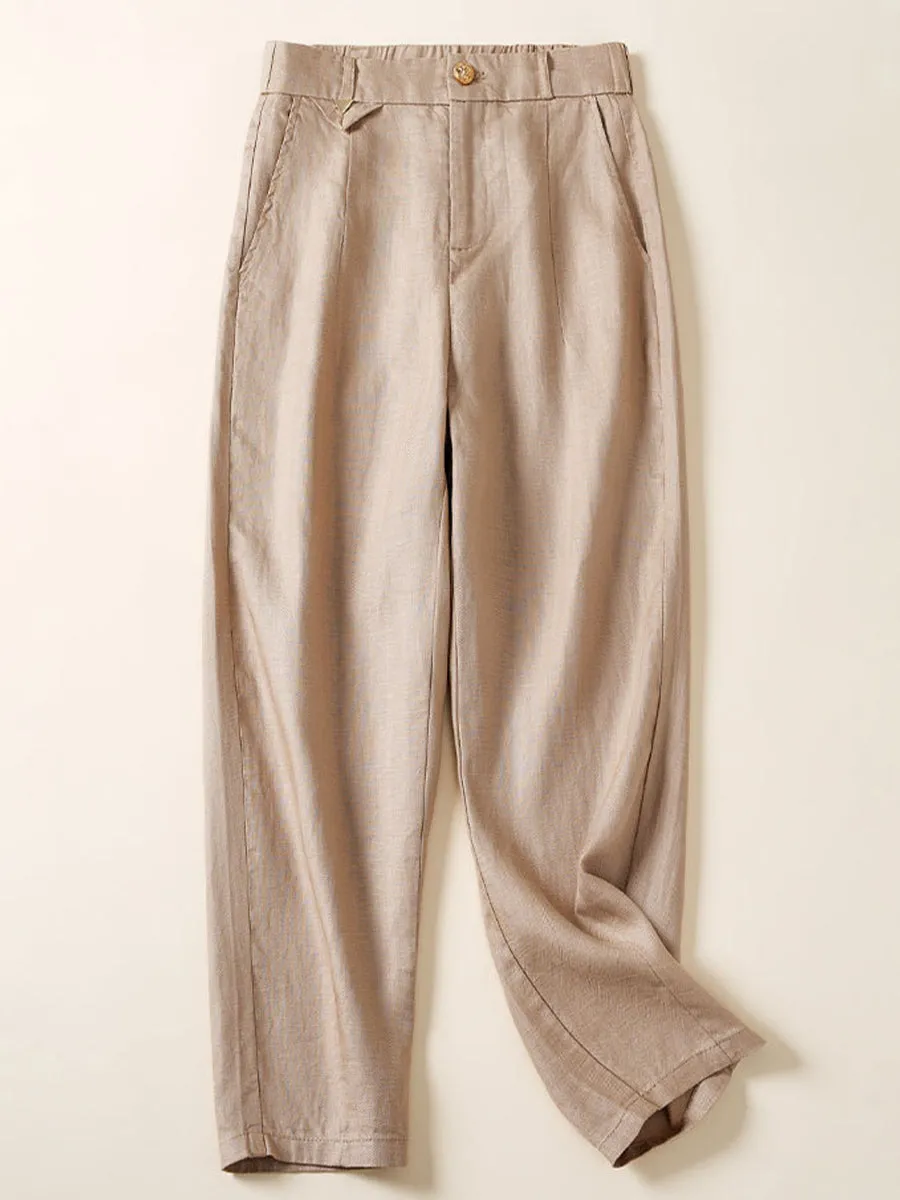 Women's Jacquard PatternTencel and Linen Casual Pants
