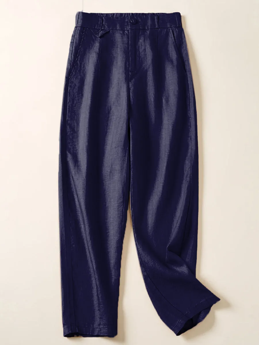 Women's Jacquard PatternTencel and Linen Casual Pants