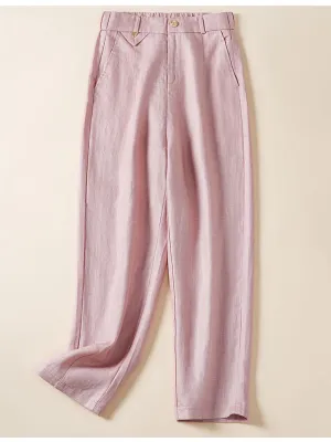 Women's Jacquard PatternTencel and Linen Casual Pants