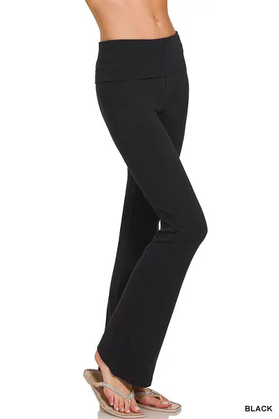 Zenana Premium Cotton Fold Over Yoga Pants