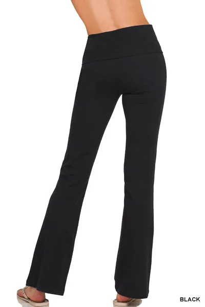 Zenana Premium Cotton Fold Over Yoga Pants